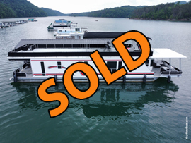 2001 Horizon 16 x 70WB Aluminum Hull 4 Bedroom 2 Bath Houseboat For Sale with 74 Dock with Composite Decking Covered Boat Slip with Lift PWC Port Shore Power and Much More at Hickory Star Marina on Norris Lake Tennessee