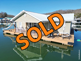 24 x 44 Floating Cabin Approx 1007sqft of Interior Living Space with 3 Bedrooms and 2 Bathrooms for Sale on Norris Lake Tennessee at Flat Hollow Resort and Marina